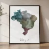 My Brazil Journey Watercolor Map Poster | ArtPrintsVicky