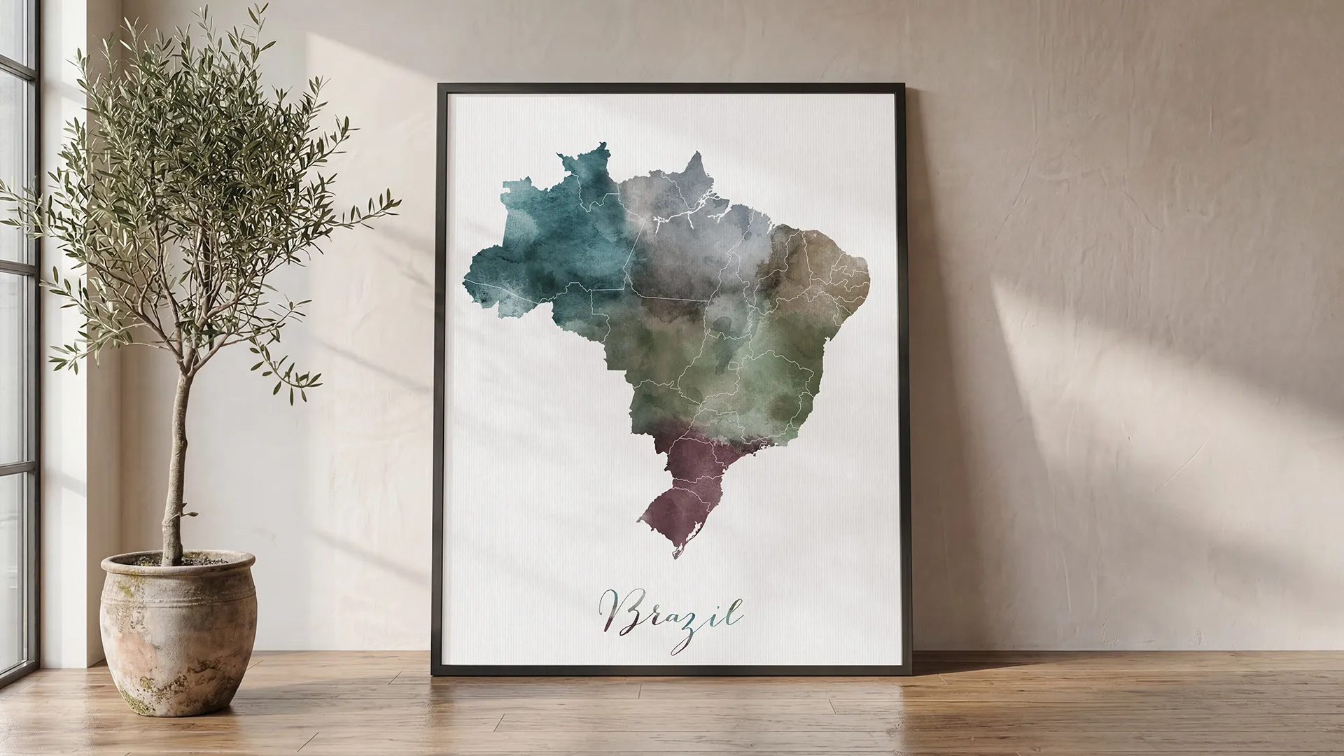 My Brazil Journey Watercolor Map Poster | ArtPrintsVicky