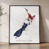 New Zealand Map Flag Print Nz Wall Art | ArtPrintsVicky