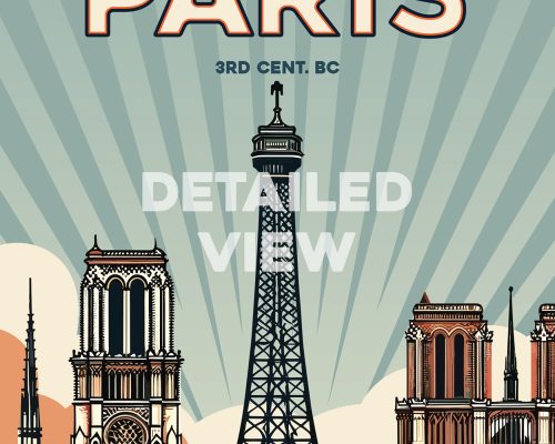 Paris Poster Inspired by Retro Travel Wall Art by ArtPrintsVicky