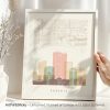 Map of Phoenix featuring key buildings and streets in a minimalist design.