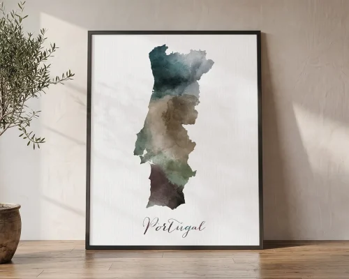 Portuguese Charm Watercolor Map Art Print | ArtPrintsVicky