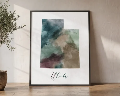 Red Rock Country Utah Watercolor Map Print | ArtPrintsVicky