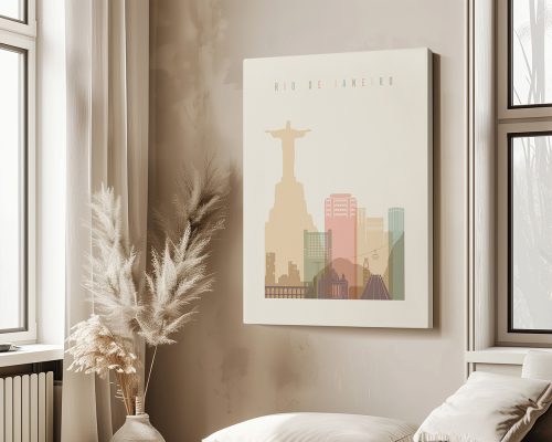 Artistic representation of Rio de Janeiro featuring the Christ the Redeemer statue and city skyline.