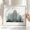 Art print of the Sacramento city skyline featuring various buildings and structures.