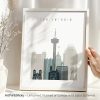Art print featuring a stylized cityscape of San Antonio with notable buildings and structures.