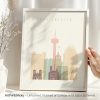 Art print of San Antonio skyline featuring notable buildings in a minimalist style.