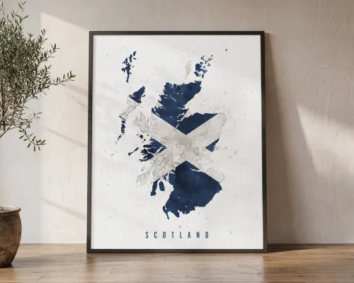 Scotland Map Flag Poster Scottish Wall Art | ArtPrintsVicky