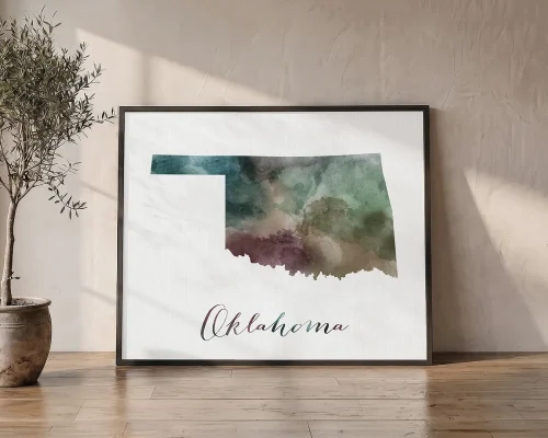 Sooner State Spirit Oklahoma Map Art Print | ArtPrintsVicky