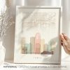 Art print of a map of Tampa featuring key landmarks and streets in a minimalist design.