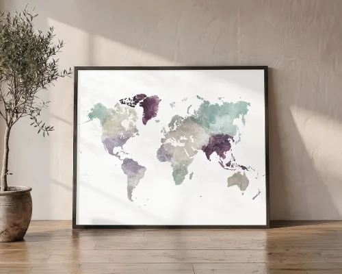 The World in Soft Hues a Pastel Map Poster | ArtPrintsVicky