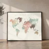 The World in Warm Hues a Pastel Map Poster | ArtPrintsVicky