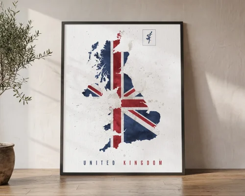 United Kingdom Map Print British Flag Wall Art | ArtPrintsVicky