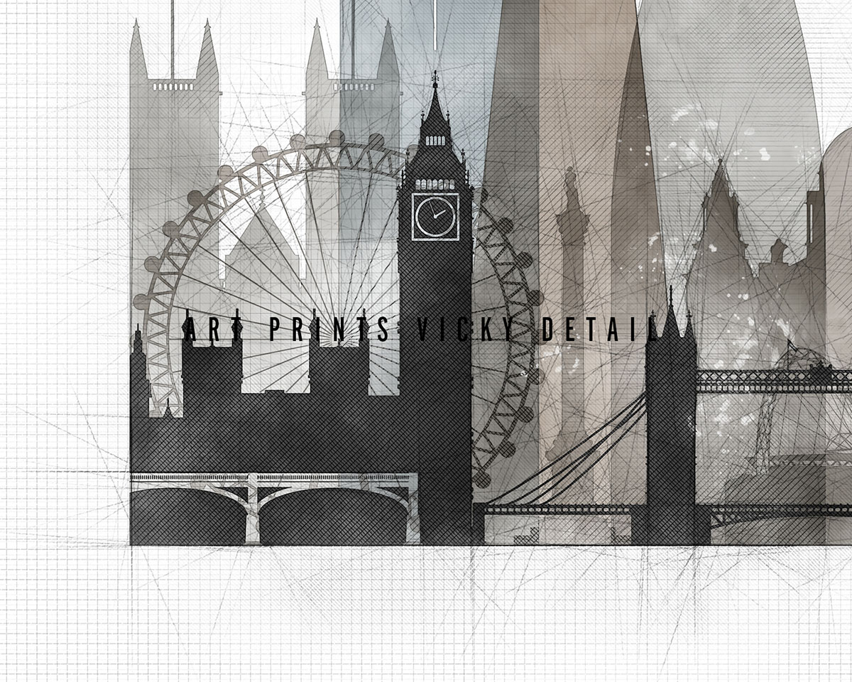 Illustration of London skyline featuring iconic landmarks like Big Ben and the London Eye.