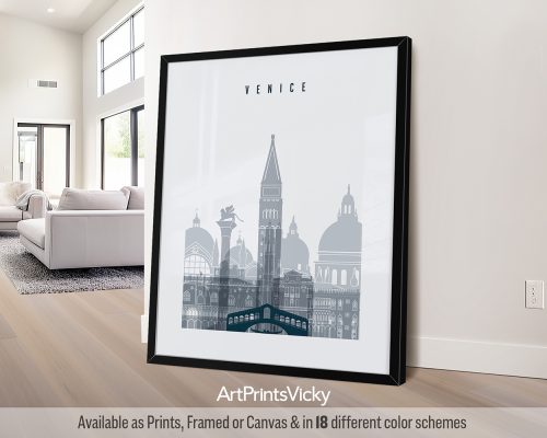 Framed artwork depicting a cityscape of Venice with notable architectural features.