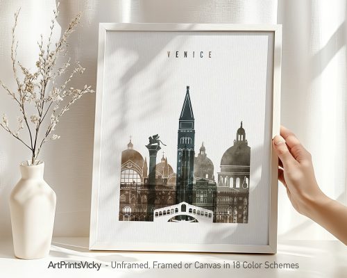 Framed artwork depicting a cityscape of Venice with notable architectural features.