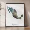 Viva Mexico Watercolor Mexico Map Art Print | ArtPrintsVicky