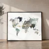 Wanderlust Awakens Cool Tones World Map Poster | ArtPrintsVicky