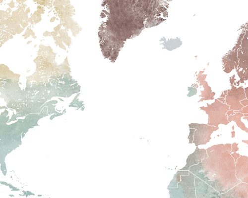 World map featuring various cities marked in different colors and styles.